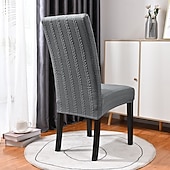 economico Fodera per sedia da pranzo-Coprisedia elasticizzati in jacquard tinta unita, coprisedia da pranzo con schienale alto, design a trecce testurizzate, protezione elastica per la sedia, per la casa, la cucina, l&#039;hotel e la