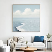 billiga Landschaftsgemälde-Large Blue Ocean Abstract Painting Light Blue Ocean Abstract Art Ocean Waves Canvas Painting White Textured Wall Art Ocean Waves Wall Art