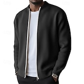 Недорогие Повседневные куртки-Муж. Легкая куртка Вельветовый пиджак Повседневная куртка Отпуск Повседневные Дышащий Карман Весна Осень Полотняное плетение Мода Классика Воротник-стойка Обычная