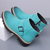 abordables Bottes de Chelsea-Bottes Chelsea turquoise pour hommes – élégantes et résistantes, idéales pour les sorties hivernales décontractées et les activités de plein air