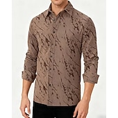 preiswerte Freizeithemden für Herren-Herren Hemd Sommerhemd Freizeithemd Strandhemd Knopfhemd Kaki Militßrgrün Grau Langarm Grafik Revers Urlaub Hawaiianisch Bekleidung Polyester Mode Lässig Bequem