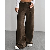 economico gamba larga e vita alta-Per donna Culotte Gamba Larga Chinos Streetwear Casual Lunghezza intera Vita media Semplice Tasca Elastico in vita Confortevole Inelastico Quotidiano All'aperto Vacanza Aalbicocca Grigio Blu marina