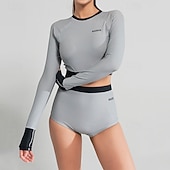 cheap One Pieces Rash Guards-Women's 2 Piece Rash Guard Tankini Swimsuits Surfing Shirt Solid Colored UPF50+ Breathable Long Sleeve Diving Suit Surfing Canoeing Snorkeling Spring