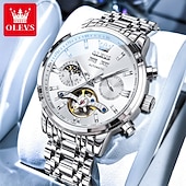 Χαμηλού Κόστους Μηχανικά Ρολόγια-OLEVS Αντρικό Μηχανικό Αυτόματο Ρολόι Πολυτελές Ρολόι Χεριού Σκελετού Διάμετρος 42mm Αδιάβροχο Χρυσό Μπλε Ρολόι Δώρο για άντρες 6740