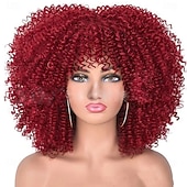 baratos Perucas de Carnaval-Peruca de Carnaval 2026 Loiro Vermelho Preta Afro Afro Kinky Curto Peruca sintética para festivais Mardi Gras Parada Cabelo para fantasia de cosplay para Feminino