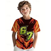 preiswerte Jungen 3D Lustiger Humor-Unisex Jungen 3D Grafik Lustiger Slang 67 T-Shirt Kurzarm 3D-Druck Sommer Frühling Sport Mode Streetwear Kinder 4-12 Jahre Rundhalsausschnitt Outdoor Lässig Täglich Normale Passform