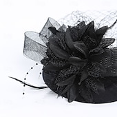 levne fascinátory-Čelenka Látka 30. léta Svatební Čajový dýchánek Dostih koktejl Elegantní Vinobraní S Peří Tyl Přílba Pokrývky Hlavy