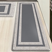 abordables Alfombras de pasillo-Alfombras de pasillo para cocina, de PVC grueso, antifatiga, con diseño de doble marco tipo teslin, impermeables, resistentes al aceite, antideslizantes y de cuero sintético.
