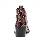 economico Stivali in pelle di alta qualità-stivaletti da uomo con stampa serpente rossa e nera: pelle pregiata con dettagli dorati, scelta elegante per feste di Natale e occasioni festive