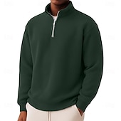 abordables Polo Classique pour Hommes-Homme Chemises Polo Gaufre Polo à fermeture éclair Sport en Plein Air Occasionnel Col montant Fermeture éclair manche longue Mode Moderne Couleur Unie Texturé Tricoté Printemps &amp; Automne Toutes