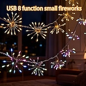 cheap LED String Lights-LED Fairy String Lights Remote Control 8 Modes Fireworks Lights 3m 100LED Firecracker String Lights USB Powered for Christma Wedding Birthday Valentine Day New Year Indoor Outdoor Decoration