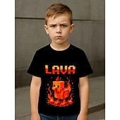 billiga Pojkens 3D Roliga Humor-Bomull Barn Pojkar Svart Grafisk Tecknat Lekfull grafisk t-shirt T-shirt Blus Rund hals Kortärmad Utomhus Vardag Mode Streetwear Designer Tryck Sommar