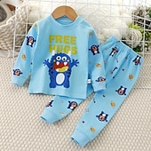 billiga Pyjamas-Småbarn Pojkar 2 delar Pyjamasset Långärmad Z17 Z29 Z13 Ensfärgat Djur Vår Höst Förtjusande Hem 7-13 år