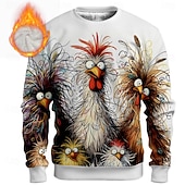 Χαμηλού Κόστους Animal Print-Ανδρικά Πετεινός Γκρινιάρης Φλις Πουλόβερ Καθημερινά Καθημερινό 3D Στρογγυλή Ψηλή Λαιμόκοψη Σπίτι Πάρτι Δώρο Streetwear Μπλε Απαλό Μπλε Λίμνης Μαύρο Λευκό Ρουμπίνι 3D εκτύπωση Φθινόπωρο Χειμώνας