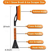baratos aquecimento e resfriamento-Escova de neve e raspadores de gelo de 27 polegadas para para-brisa de carro, acessórios automotivos masculinos, raspadores de neve removíveis com cabo ergonômico de espuma para carros, caminhões e