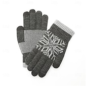 olcso Férfi sálak és kesztyűk-Férfi 1 pár Téli kesztyűk Kötött kesztyű Ujjatlan kesztyű Sportok Divat Sportos és szabadidős Mânuși Melegen tartani Báránybunda Színes Hópehely Ősz Fekete Sötétkék Szürke