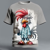  Men's Animal Rooster Funny T Shirt Short Sleeve T shirt 3D Print Crew Neck Shirt Exaggerated Designer Party Holiday Dark Gray Gray Summer Spring Clothing Apparel S M L XL XXL XXXL