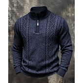 Χαμηλού Κόστους ανδρικό πουλόβερ πουλόβερ-Ανδρικά Πουλόβερ Πουλόβερ Quarter Zip Πλεκτό πουλόβερ Πλεκτό Πουλόβερ Κοτλέ Πλέκω Κανονικά μπλουζάκια Πλεκτό Σκέτο Τρίμηνο φερμουάρ Μοντέρνα Κομψό στυλ street Causal Καθημερινά Ρούχα Ρούχα