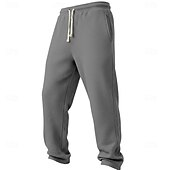 cheap Straight Leg-Men's Waffle Sweatpants Trousers Straight Leg Sweatpants Waffle Pants Drawstring Elastic Waist Plain Breathable Full Length Casual Daily Outdoor Vacation Classic Style Black White Micro-elastic