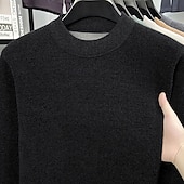 preiswerte Herrenpullover-Herren Pullover Strickpullover Gerippt Stricken Normale Oberteile Gestrickt Fleece Einfach Rundhalsausschnitt Mode Basic Urlaub Alltagskleidung Bekleidung Herbst Winter Schwarz Grün M L XL