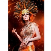 voordelige Accessoires-Carnaval 2026 Rio Carnaval Samba Accessoires Bruin Oranje Veer Hoofdband voor Dames - Gouden Pailletten Showgirl Hoofddeksel - Mardi Gras Accessoire Brazilië Festival Prestatie Kostuum