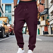 ieftine cargou-Bărbați Pantaloni de sport cargo Pantaloni Sport Joggeri Pantaloni Pantaloni Waffle Cordon Buzunar Talie elastică Simplu Confort Απαλό Zilnic În aer liber Concediu Vacanță Modă Negru Verde Militar