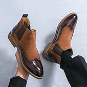 preiswerte Chelsea -Stiefel-Braune Chelsea-Boots aus Kunstleder für Herren – stilvoll und elegant, perfekt für Business Casual, formelle Anlässe und den Alltag.