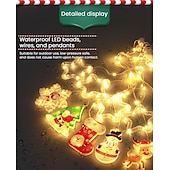 abordables Lumières de cordes de vacances-Guirlande lumineuse décorative de Noël 3 m, 10 pendentifs pentagramme et flocon de neige, télécommande 8 fonctions, USB/piles AAA, ambiance festive intérieure.