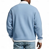 cheap Waffle Knit Tee-Men's Waffle T-shirt T Shirt Long Sleeve Half Zip Fall Fall &amp; Winter Solid Color Traditional / Vintage Casual Color Block Zipper Pocket Casual Home Outdoor Light Blue Black Green Top Tee for Men