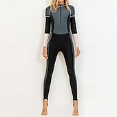 preiswerte One Pieces Rash Guards-Damen Ganzkörper-Rashguard Tauchanzug Badeanzug Bademode Farbblockierung mit integriertem BH UV Schutz Langarm Tauchanzüge Surfen Kanufahren Schnorcheln Winter