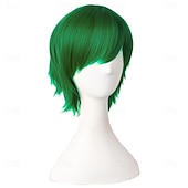  Zelené paruky syntetická paruka rovná s ofinou krátká zelená syntetická vlasy pro ženy měkká móda