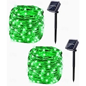 levne Solární řetězec světla-2 ks 10M/33FT 100 LED Korálky Venkovní IP44 Voděodolné Solární Fairy Světelný Řetěz Halloween Svatební Valentýna Dvůr Trávník Zahrada Festivalová Atmosféra Dekorace Měděný Drát Světlo