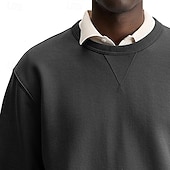 voordelige Basis Sweatshirts-Voor heren Sweatshirt Stoppen Wit Strakke ronde hals Opstaande boord Effen Casual Dagelijks Sport &amp; Outdoor Streetwear Sportkleding Basic Herfst Winter Kleding Hoodies Sweatshirts Lange mouw