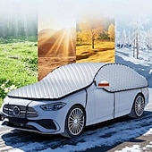 tanie ogrzewanie i chłodzenie-Pokrywa przeciwśnieżna na przednią szybę samochodu, wytrzymała tkanina Oxford &amp;Osłona przeciwmrozowa na zimę, wodoodporna osłona przedniej szyby z bezpiecznymi haczykami, uniwersalna do samochodów