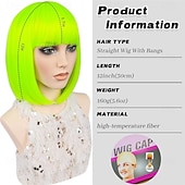 abordables Pelucas de carnaval-Peluca de carnaval 2026 Rubio Negro Azul Recto Bob Corta Peluca sintética para festival Carnaval Desfile Cabello para disfraz de cosplay para Mujer