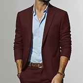 economico Abiti formali-Uomo Matrimonio Affari Completi in Tweed Bavero classico Nero Borgogna Quotidiano Affari Tinta unita Vestibilità standard 2 pezzi Monopetto Due Bottoni
