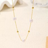 billiga Kvinnors halsband-Förgyllt pärlhalsband med fina pärlor – eleganta minimalistiska smycken för kvinnor