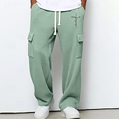 preiswerte Fracht-Herren Cargo-Jogginghose Jogginghose Hose Gerade geschnittene Sweatpants Waffelhose Kordelzug Tasche Elastischer Bund Kreuz Komfort Weich Outdoor Lässig Täglich Mode Klassicher Stil Dunkelbraun