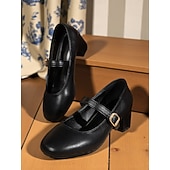 abordables Saint Valentin-Women's White Mary Jane Heels with Gold Buckle and Chain Anklet, Elegant and Comfortable, Perfect for Valentine's Day