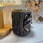 Недорогие Кружки и чашки-Кружка ручной работы с изображением енота, кофейная чашка из смолы с 3D-животным, креативная кружка с дизайном пня из лесного дерева, подарочная чашка с милым лесным енотом для домашнего офиса,