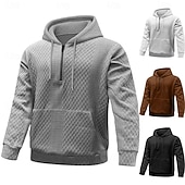 abordables sweats à capuche basiques pour hommes-Homme Jacquard Sweat à capuche Noir Blanche Marron Gris À capuche Uni Poche kangourou Sport &amp; Loisir Occasionnel Quotidien Streetwear Frais Vêtements de sport Toutes saisons Vêtement Tenue Pulls
