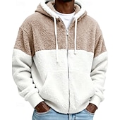 economico Felpa con cappuccio in pile-Per uomo Felpa con cappuccio Felpa con cappuccio a zip intera Felpe con cappuccio e zip Felpa con cappuccio in pile Nero Blu Reale Grigio Con Cappuccio Blocco di colori Patchwork Tasca Quotidiano