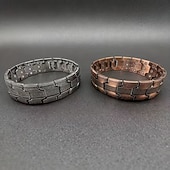billiga Hemutrustning-herrmagnetiskt armband - tre rader stark magnet - justerbart magnetiskt pärlarmband, elegant smycke i legering som present till pappa, mamma, jul, födelsedag, flera färger, herrmagnetiskt armband