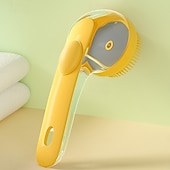 baratos Ferramentas de Banho-Escova de banho para cães com dispensador de sabonete, escova de massagem para shampoo com cabo longo para uso no chuveiro e limpeza diária.