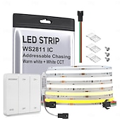 olcso Plug Strip Lights-dc24v cob cct ic címezhető led szalag fcob cct ws2811 ic chasing nagy sűrűségű hangolható 3000k-6000k CRI 90 IP30 LED szalag beltéri barkács dekorációhoz (opcionális SPI vezérlő)