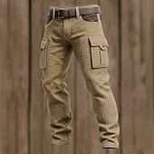 olcso Oldalzsebes nadrágok-Férfi Ostya Cargo nadrág Nadrág Alkalmi nadrág Kollázs Zseb Egyenes lábbal Sima Mokaszinok Mekano Teljes hossz Hétköznapi Napi Szabadtéri Szabadság Divat Fekete Lóhere Mikroelasztikus