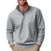 voordelige Klassieke polo voor heren-Voor heren Polo Poloshirts Vakantie Straat Kwart ritssluiting Lange mouw Modieus Basic Effen Lente Herfst Getailleerd blauw Zwart Wit Groen Lichtgroen Polo