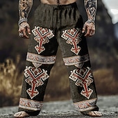 economico Pantaloni casual stampati da uomo-Per uomo Motivo Geometrico Vichingo Arte celtica Pantaloni Pantaloni casual Pantaloni Larghi Misura del girovita medio Vintage Retrò Casuale All'aperto Coulisse elastica in vita Pantaloni tipo lino