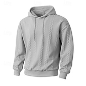 cheap Basic Tracksuits-Men's Hoodie Tracksuit Hoodie &amp; Pants Outfit Set Hoodies Set Hoodie Outdoor Daily Sports Jacquard Drawstring Pocket Plain Black Orange Khaki Polyester Activewear Fashion Streetwear Spring