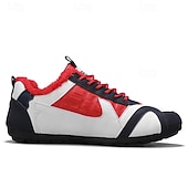 billiga Vardagssneakers-Herr Sneakers Fleecefoder Löpning Promenad Ledigt PU Läder Bekväm Halksäker Andningsfunktion Korta stövlar / ankelstövlar Snörning Mörkröd Orange Grön Sommar Vår Höst
